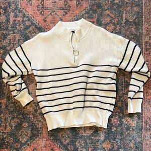 Ribbed Sweater with Black Stripes